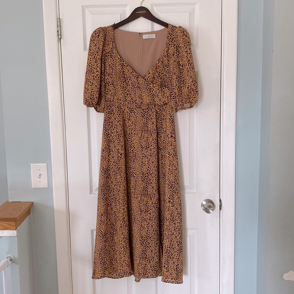 Wayf Faux Wrap Leopard Print Dress